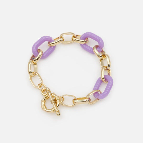 Load image into Gallery viewer, Large gold and lilac mesh bracelet
