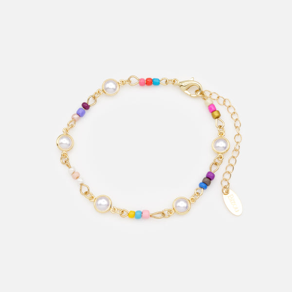 Load image into Gallery viewer, Gold bracelet with beads and beads in trio

