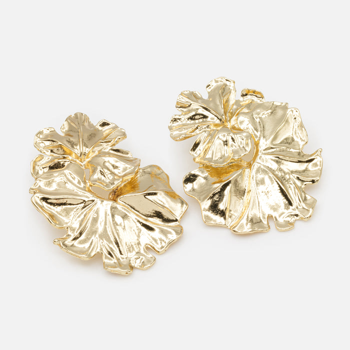 Boucles d'oreilles dorées fleurs épanouies