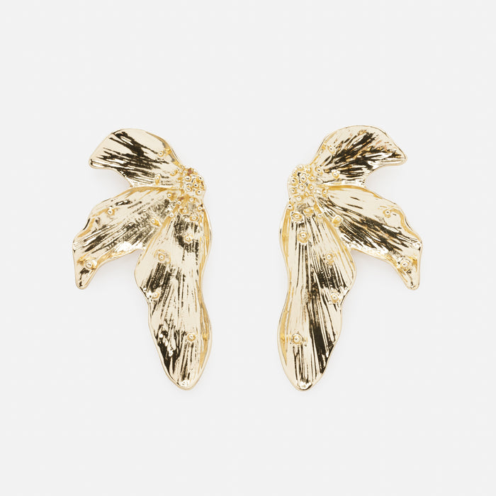 Boucles d'oreilles dorées fleurs jumelles