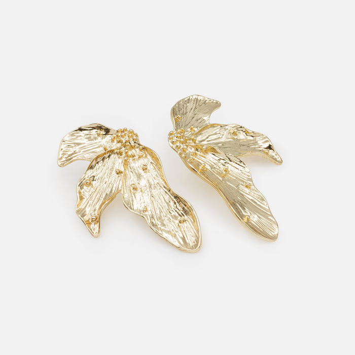 Boucles d'oreilles dorées fleurs jumelles