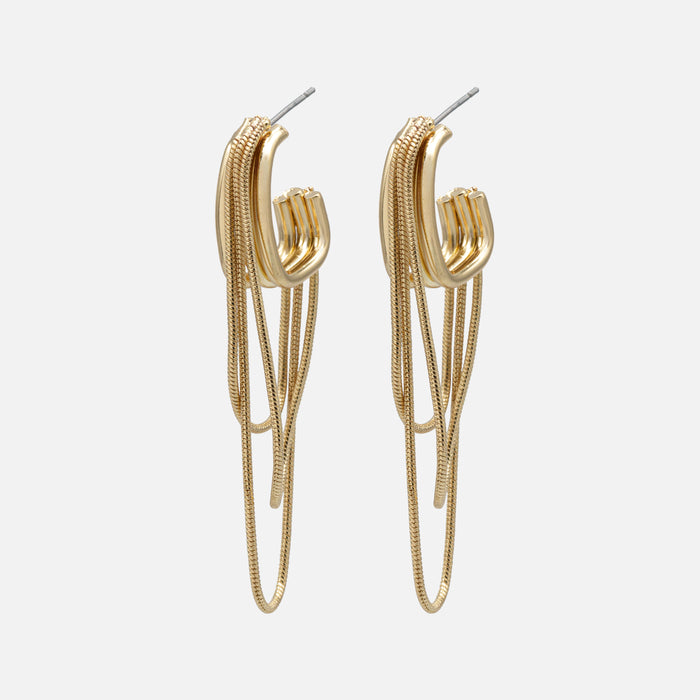 Boucles d'oreilles dorées avec chaînes pendantes