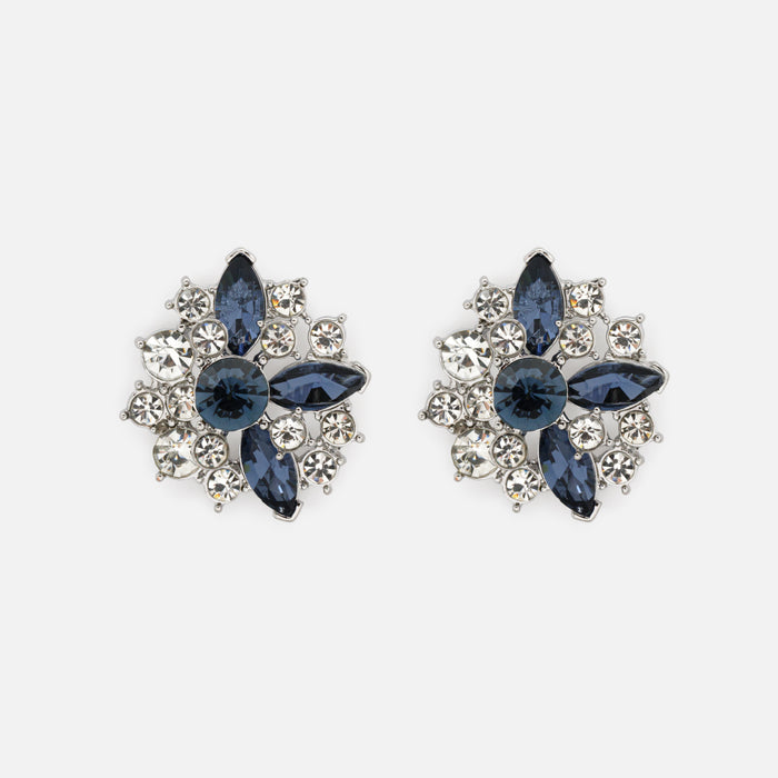 Boucles d'oreilles argentées et marine
