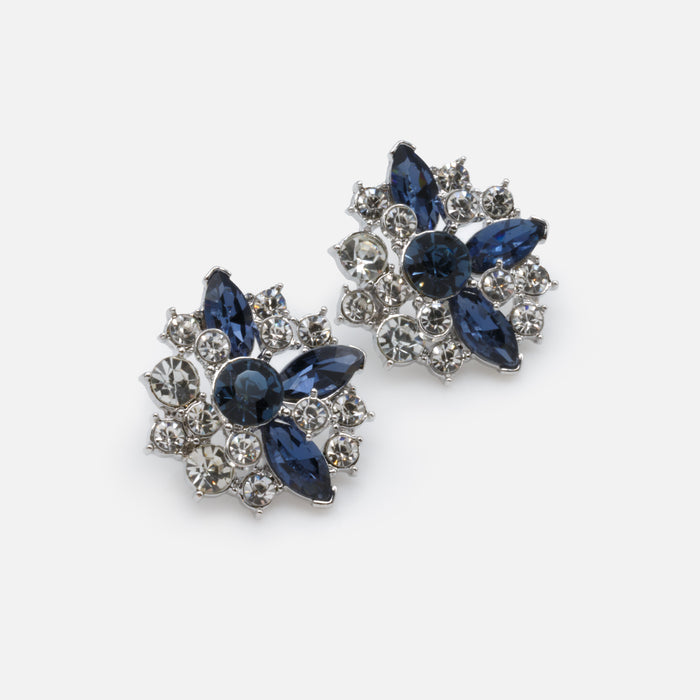 Boucles d'oreilles argentées et marine
