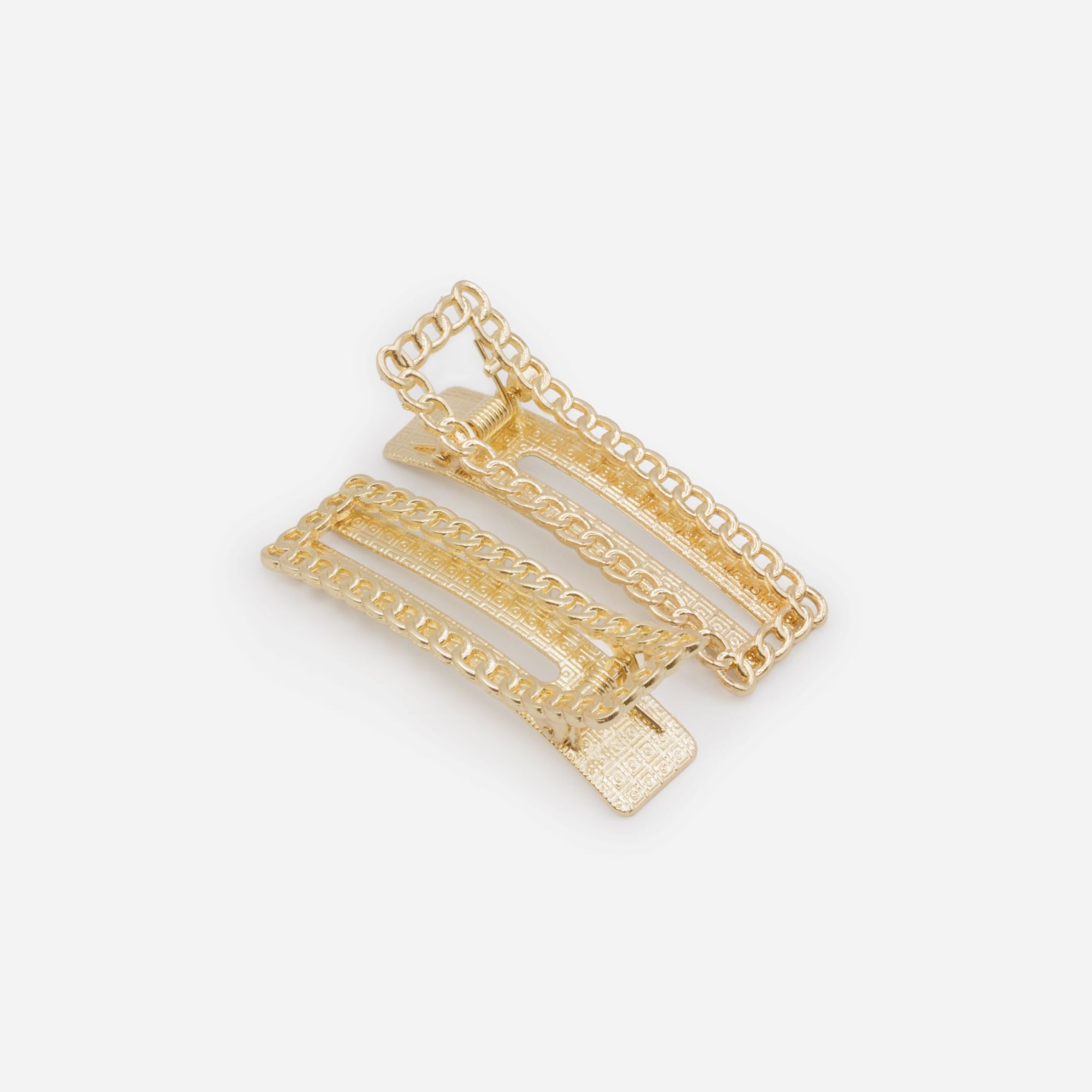 Set of two rectangular clips with gold mesh