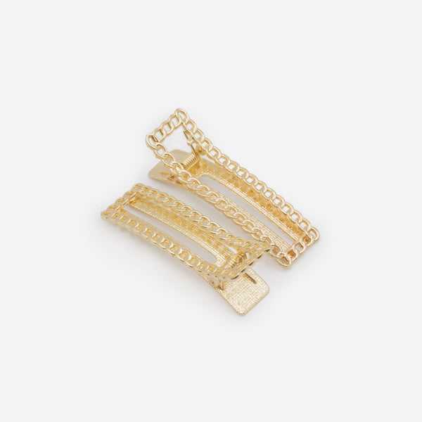 Load image into Gallery viewer, Set of two rectangular clips with gold mesh
