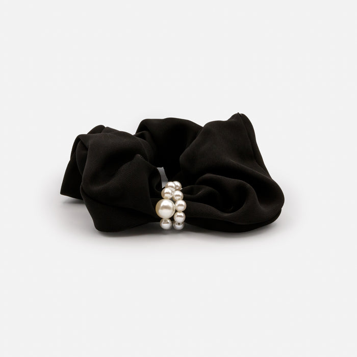 Chouchou noir avec noeud de perles