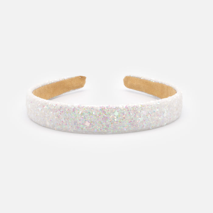 Bandeau blanc à paillettes iridescentes