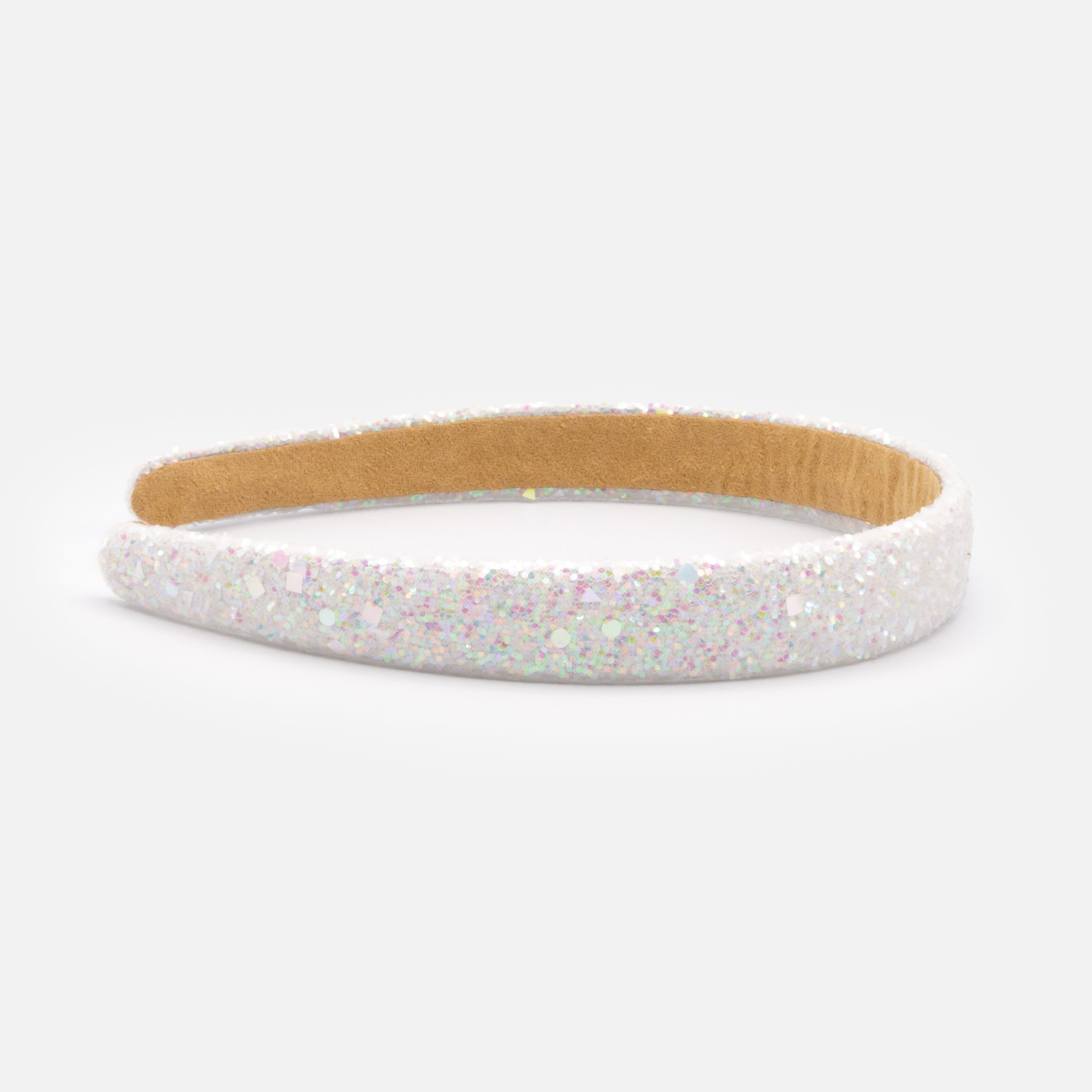 Bandeau blanc à paillettes iridescentes