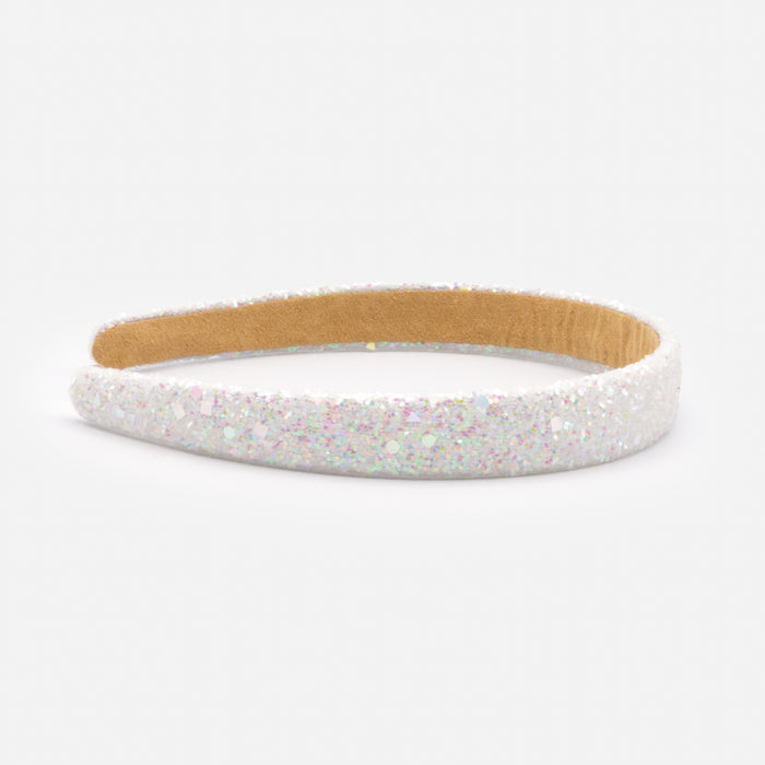 Bandeau blanc à paillettes iridescentes