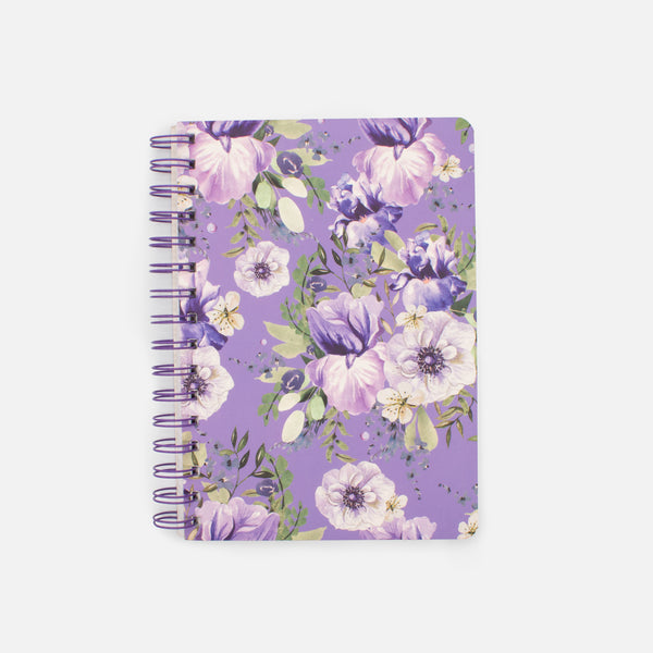 Load image into Gallery viewer, Lilac notebook with flowers
