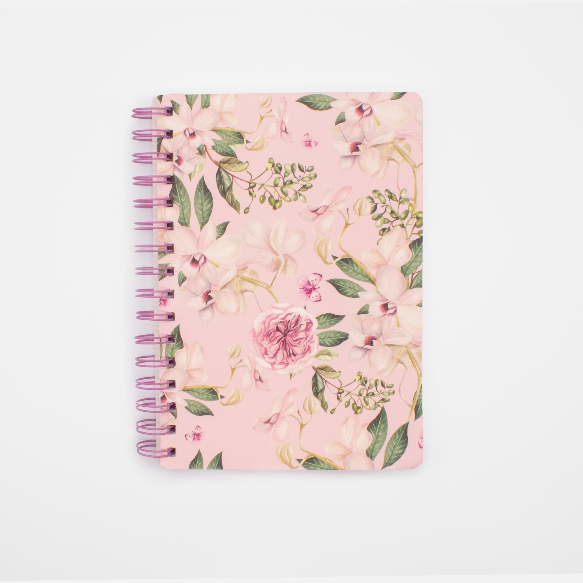 Small pink notebook with flowers