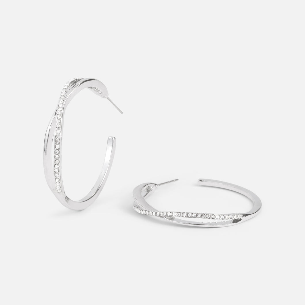 Silver hoop earrings with cubic zirconia