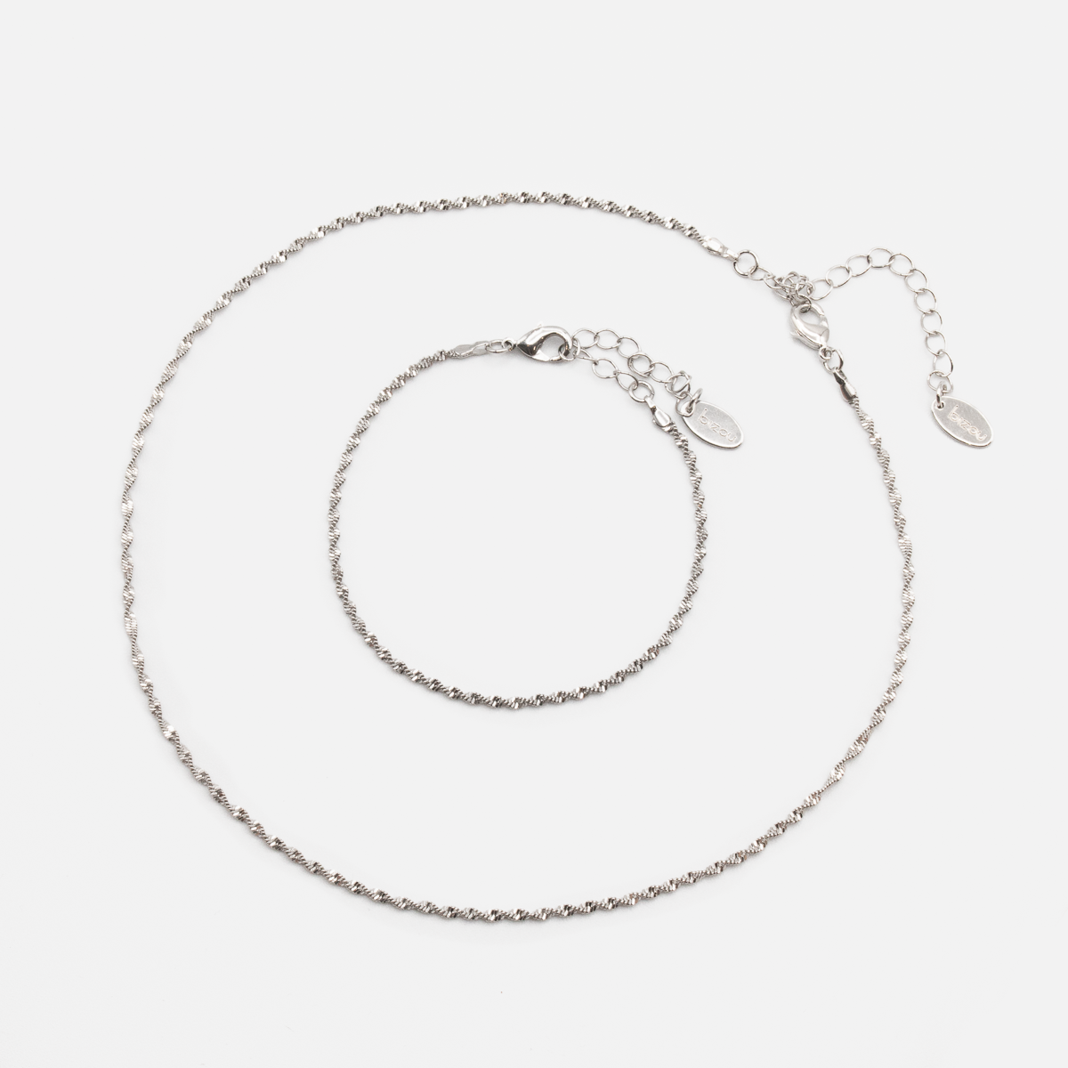 Silvered bracelet and necklace set