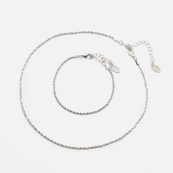 Load image into Gallery viewer, Silvered bracelet and necklace set
