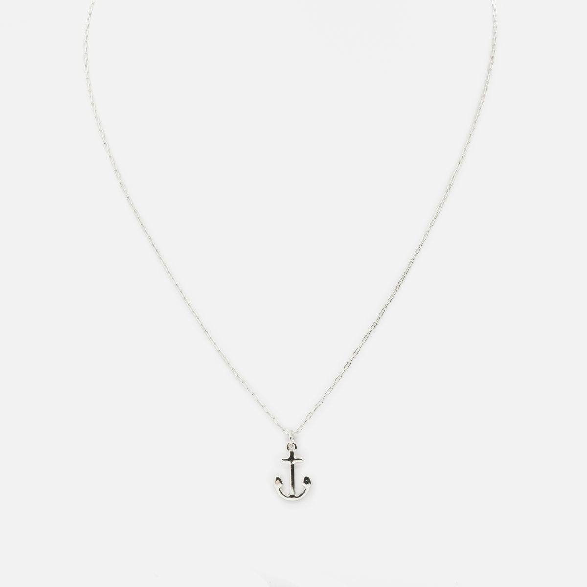 Silvered chain with anchor charm