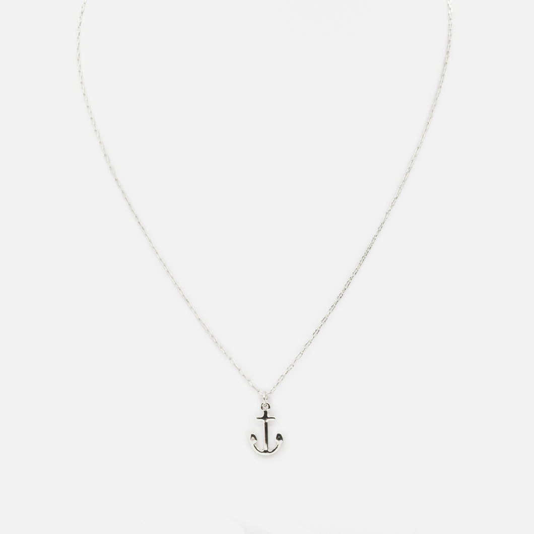 Silvered chain with anchor charm