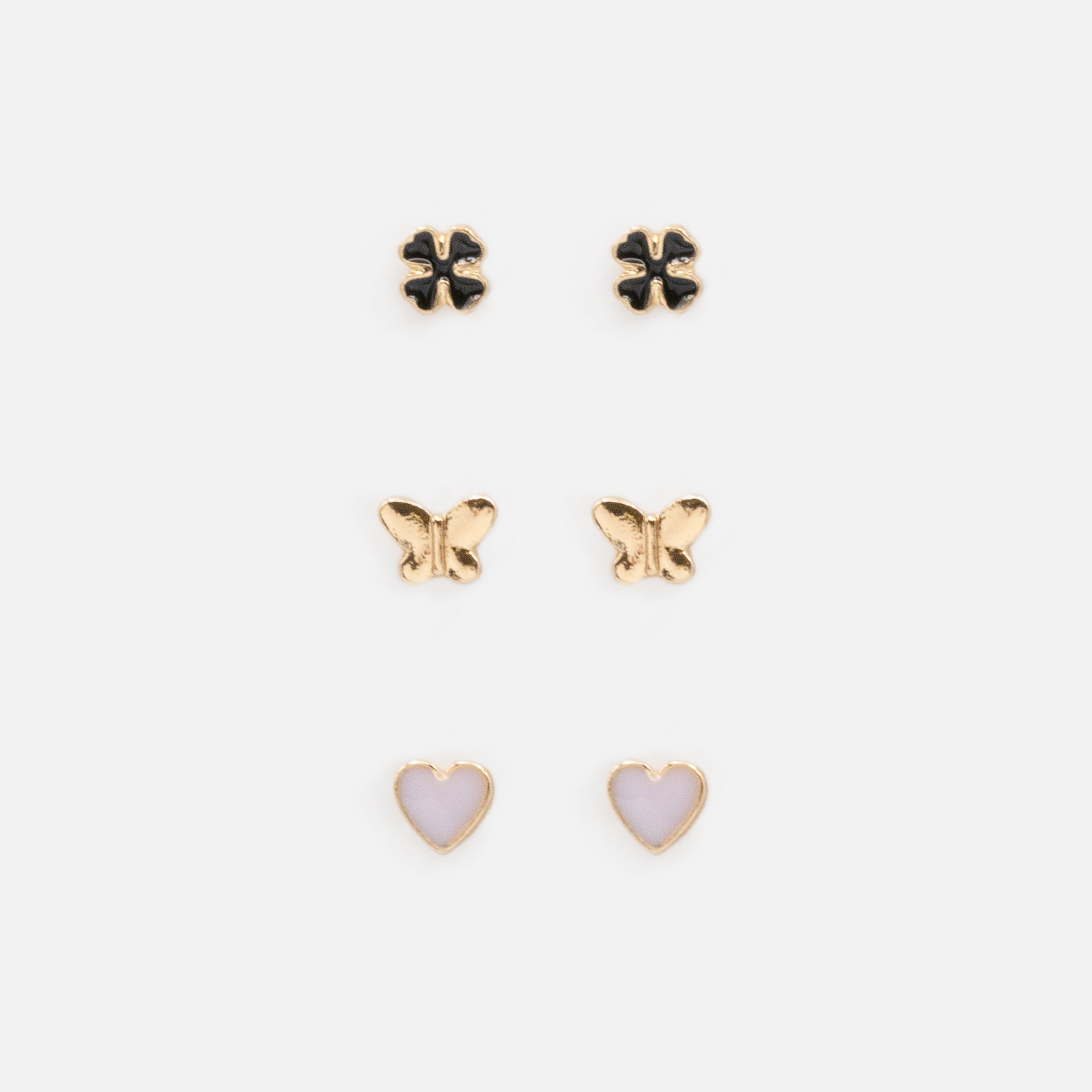 Set of 3 pairs of fixed earrings