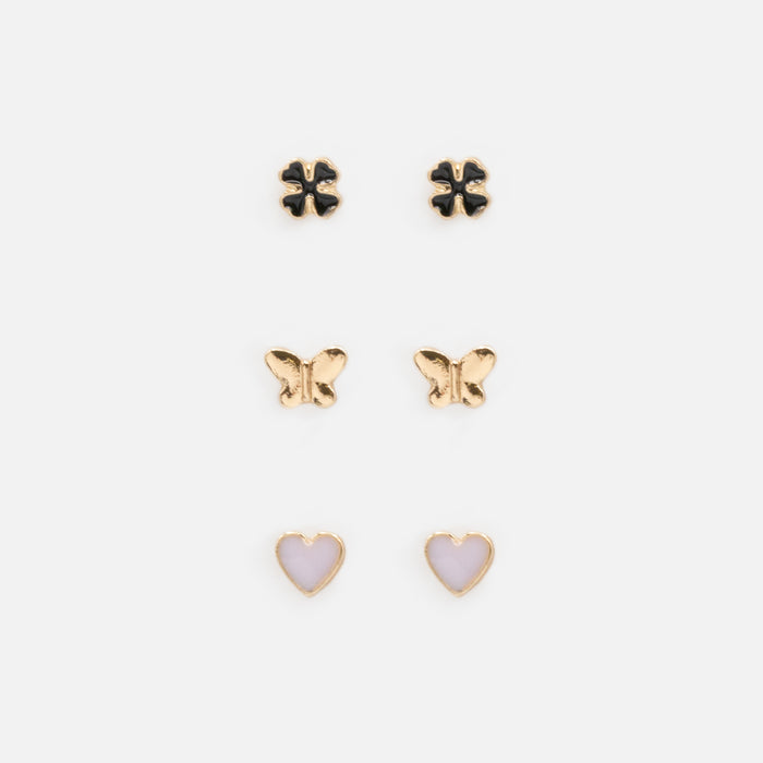 Ensemble de 3 paires de boucles d'oreilles fixes