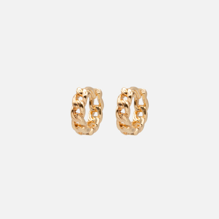 Boucles d'oreilles dorées anneaux design chaîne