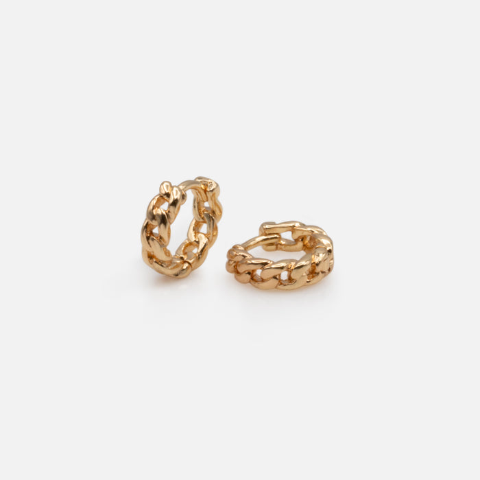 Boucles d'oreilles dorées anneaux design chaîne