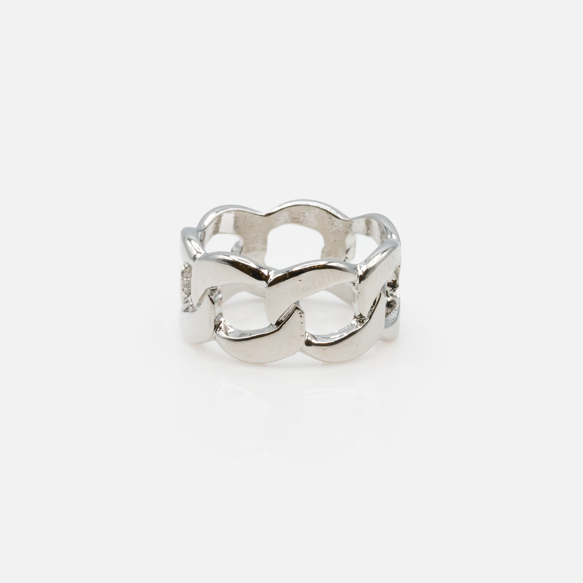 Duo of silver chain desing rings