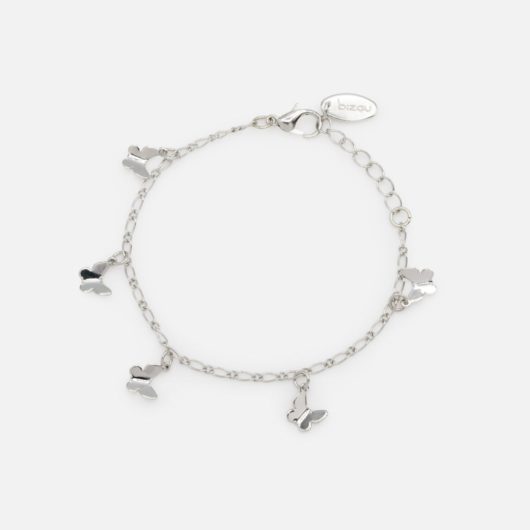 Bracelet argenté avec breloques papillon