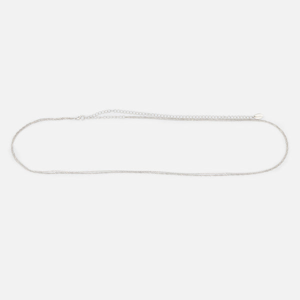 Load image into Gallery viewer, Double silver body chain with cable and cable links
