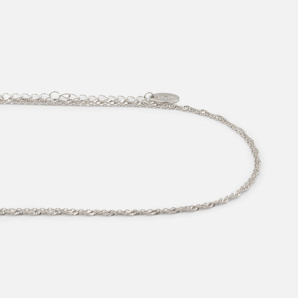 Load image into Gallery viewer, Double silver body chain with cable and cable links
