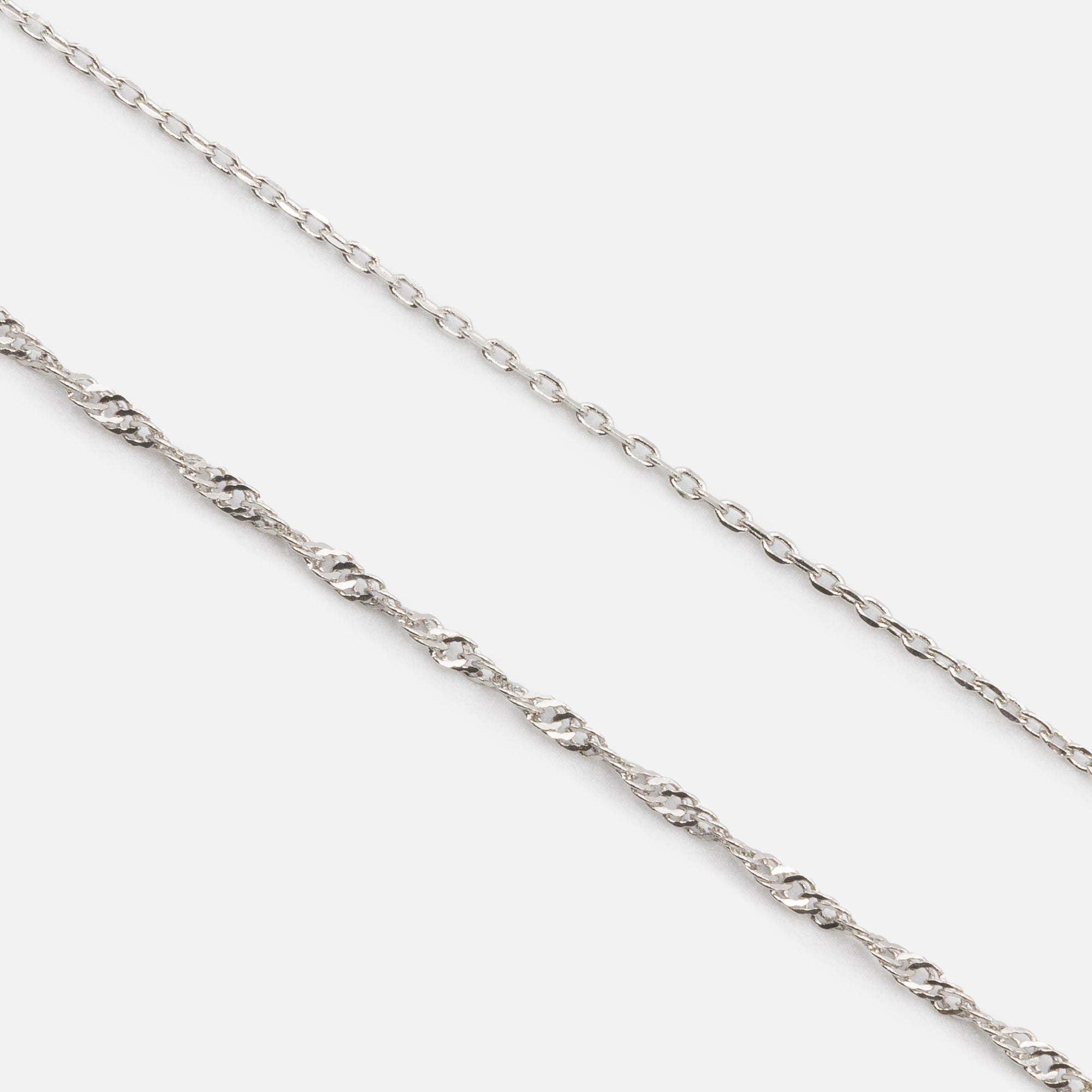 Double silver body chain with cable and cable links