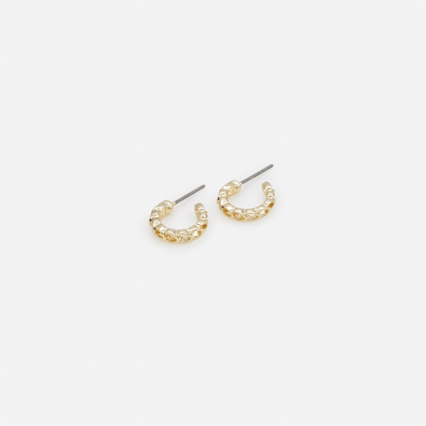 Charger l&#39;image dans la galerie, Trio de boucles d&#39;oreilles anneaux dorés texturés
