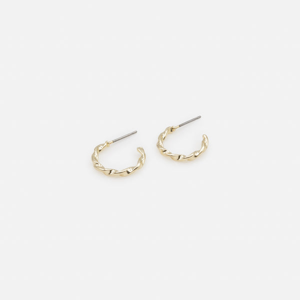 Load image into Gallery viewer, Trio of textured gold hoop earrings
