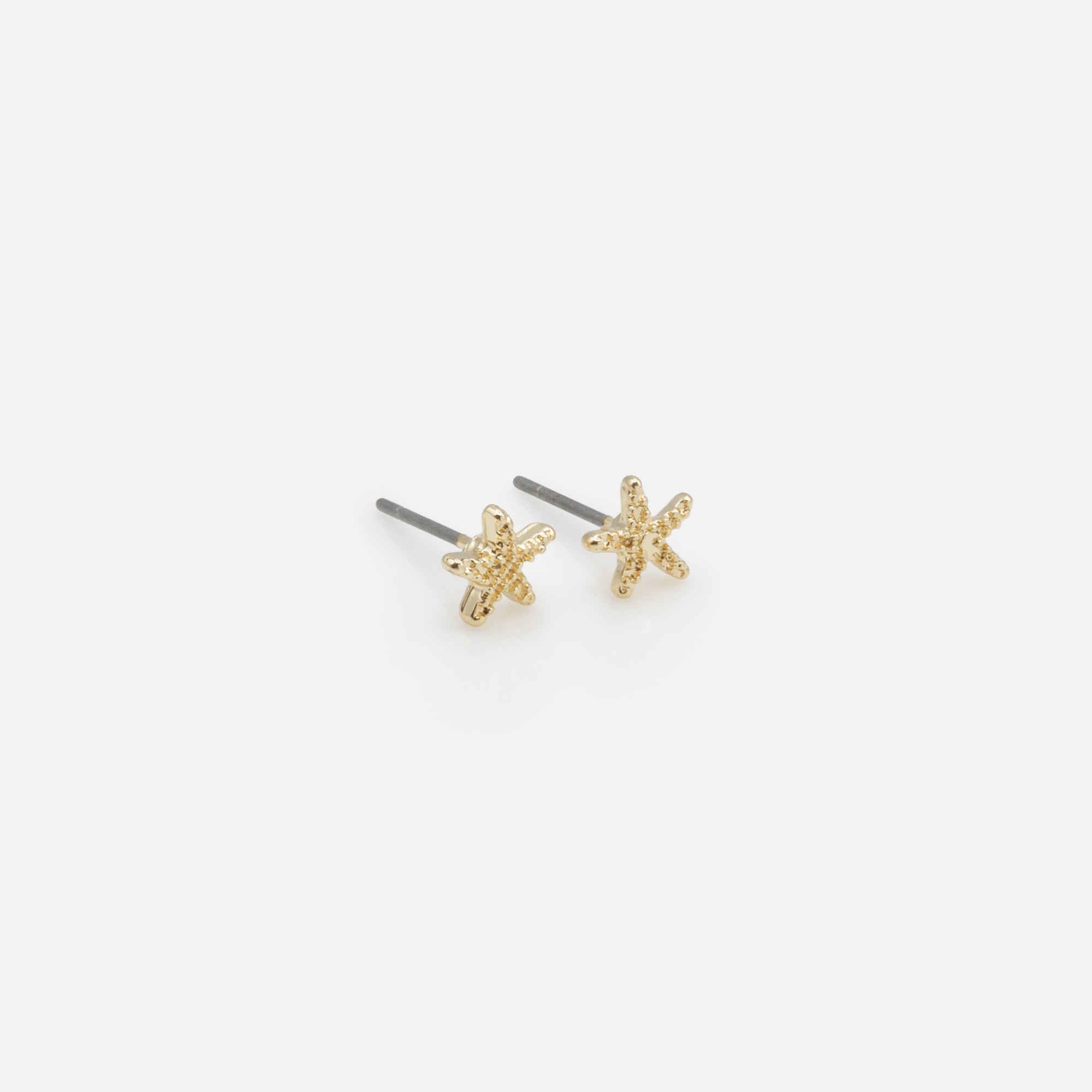 Trio of golden starfish and shell earrings