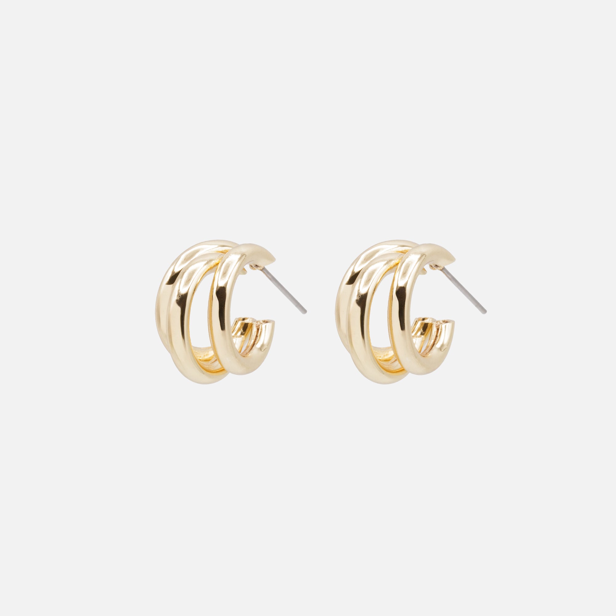 Boucles d'oreilles anneaux dorés en triple
