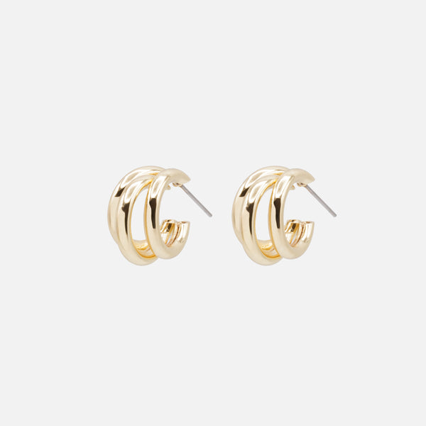 Load image into Gallery viewer, Triple gold hoop earrings
