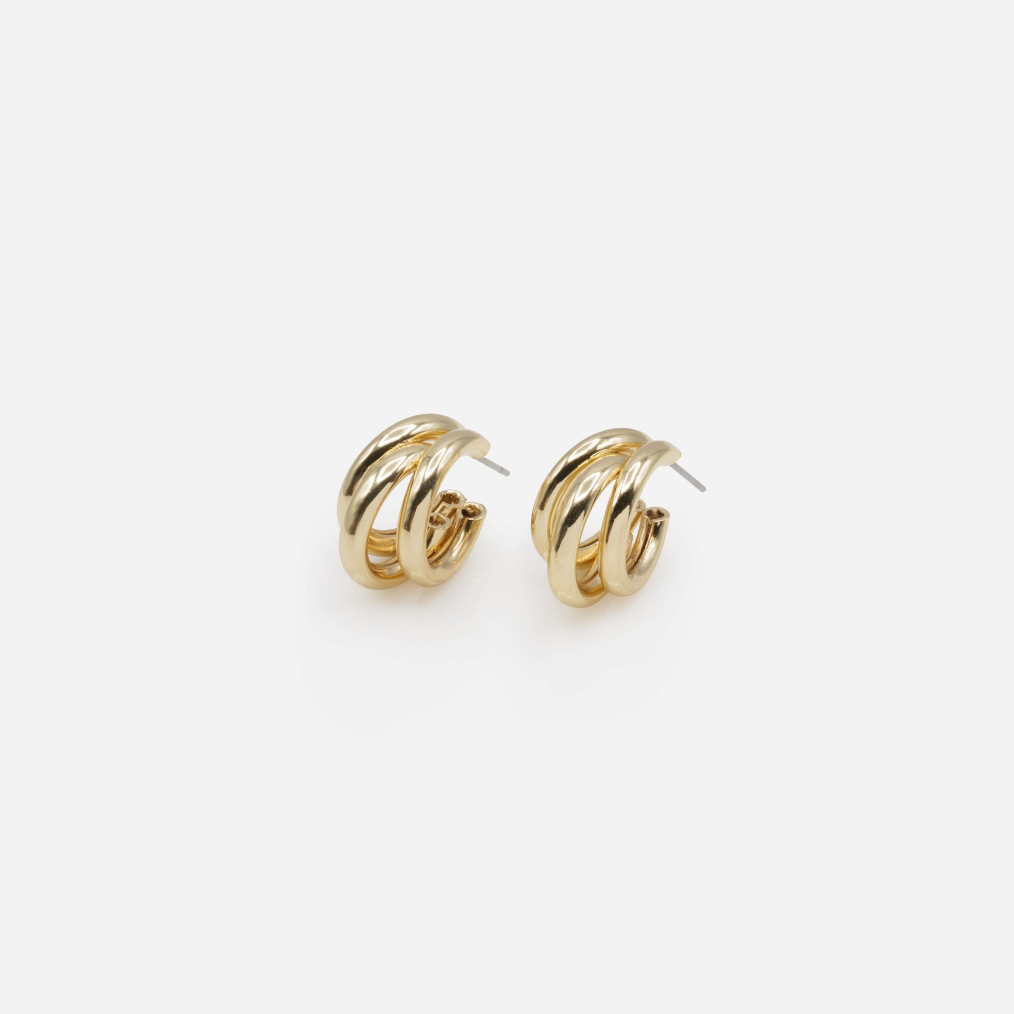 Triple gold hoop earrings