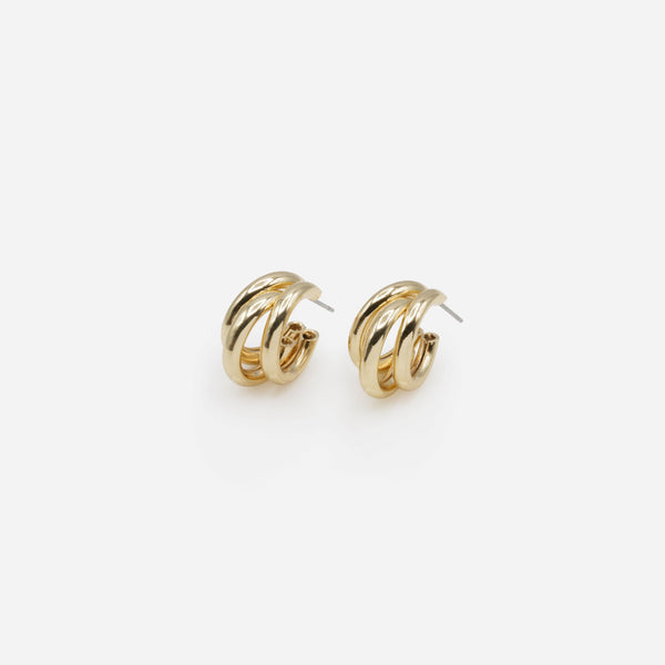 Load image into Gallery viewer, Triple gold hoop earrings
