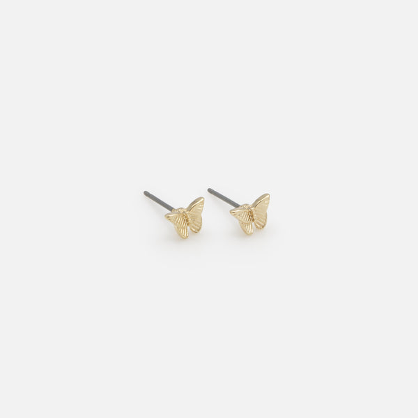 Load image into Gallery viewer, Duo of gold and lilac butterfly earrings
