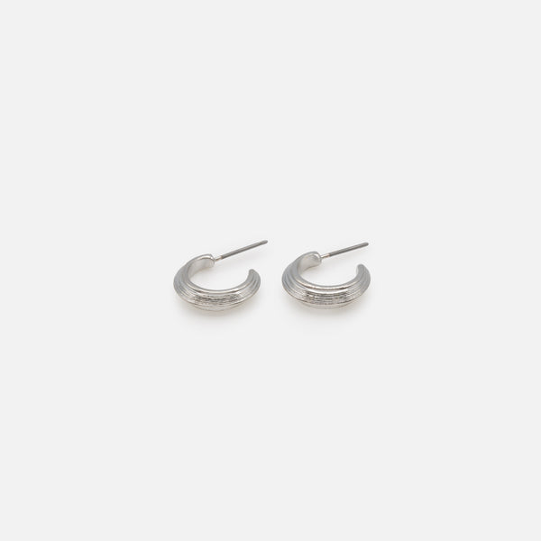 Charger l&#39;image dans la galerie, Duo de boucles d&#39;oreilles anneaux argentés en triple et fines lignes
