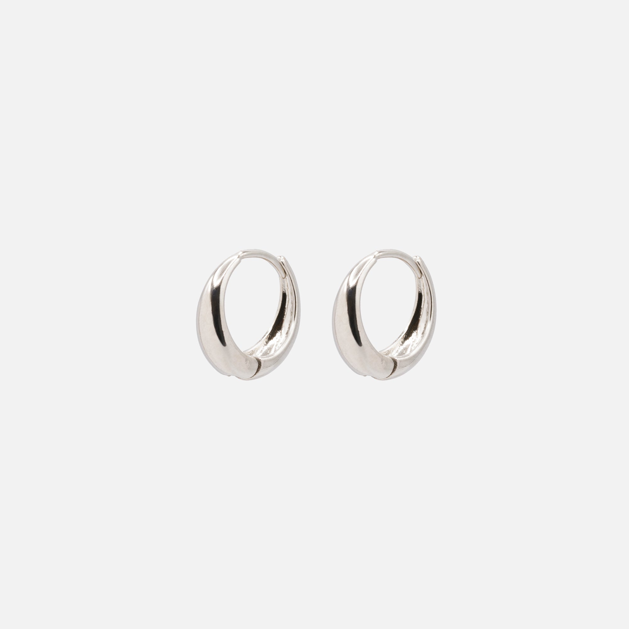 Wide base silver hoop earrings