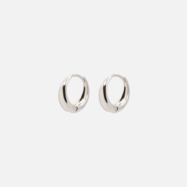 Load image into Gallery viewer, Wide base silver hoop earrings
