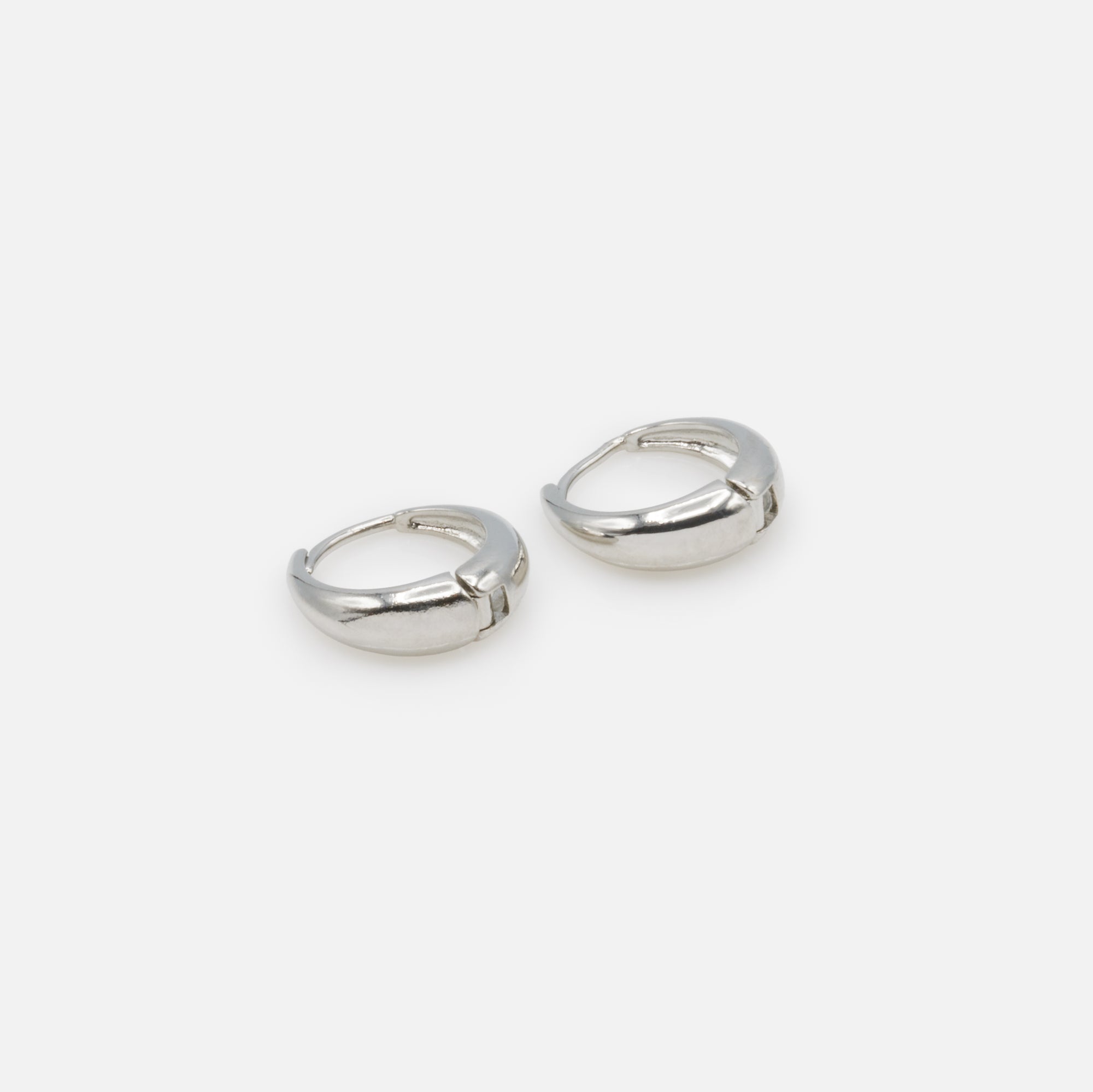 Wide base silver hoop earrings