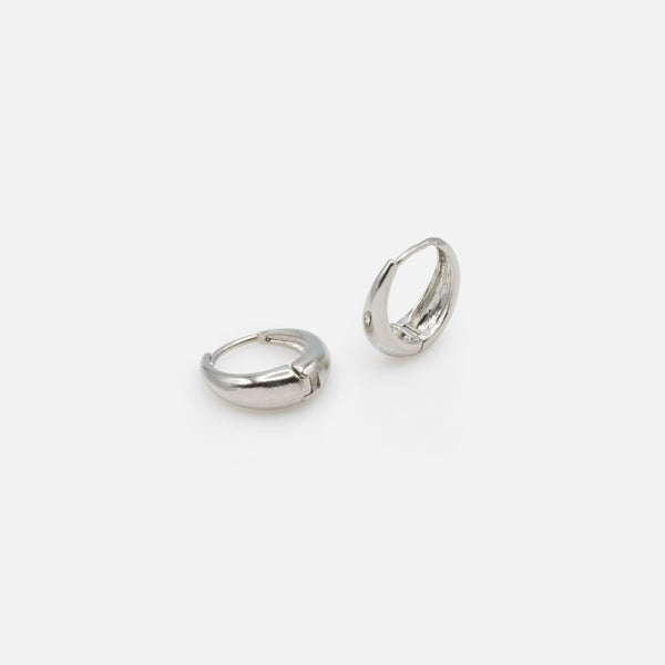 Load image into Gallery viewer, Wide base silver hoop earrings
