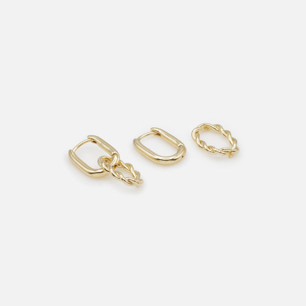 Charger l&#39;image dans la galerie, Boucles d&#39;oreilles anneaux dorés deux façons
