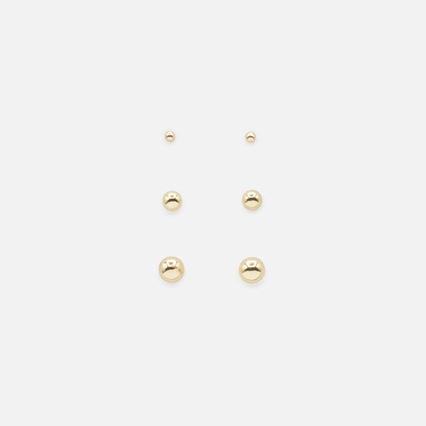 Load image into Gallery viewer, Set of three fixed golden bead earrings
