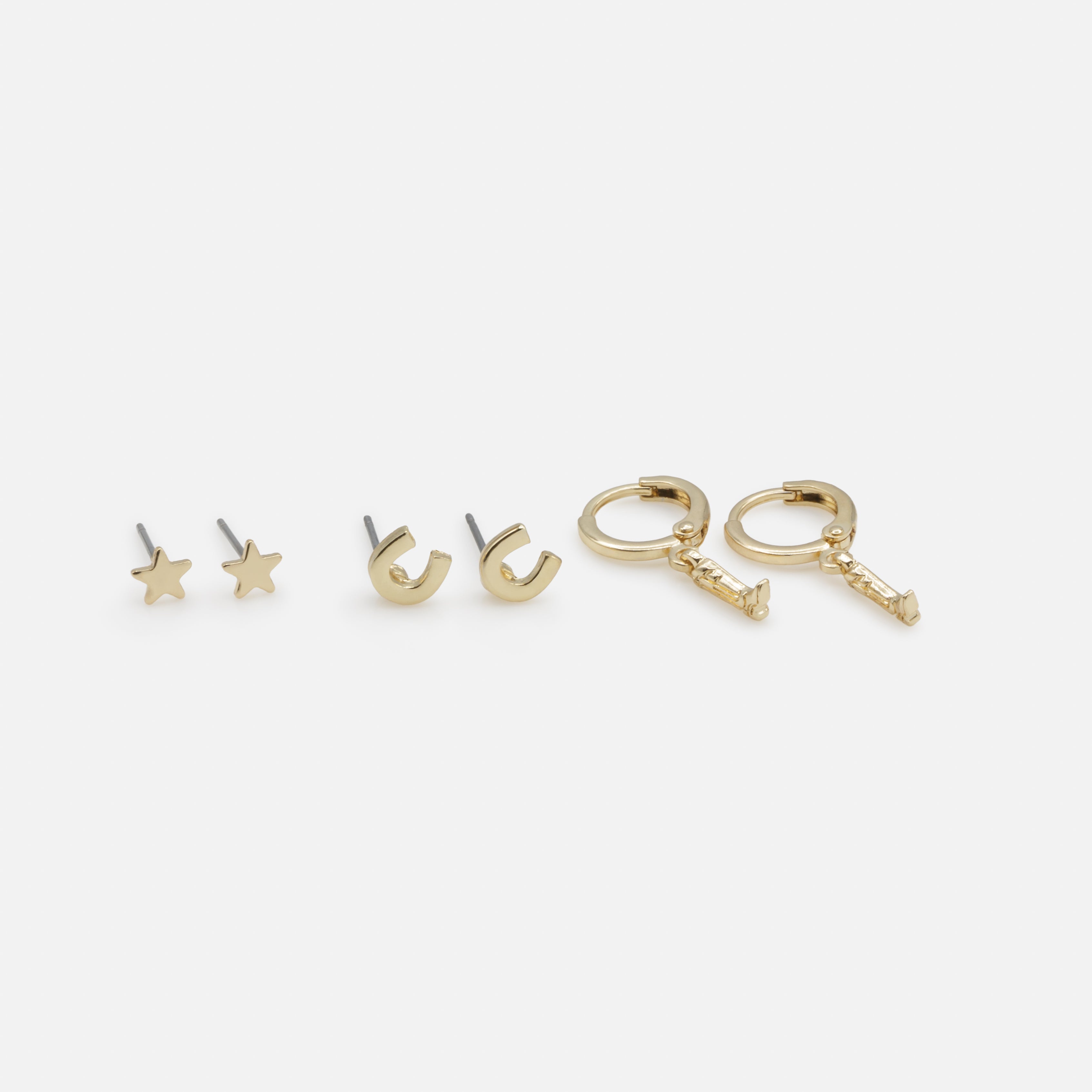 Trio de boucles d'oreilles cowgirl dorées
