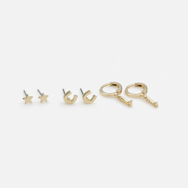 Load image into Gallery viewer, Trio of golden cowgirl earrings
