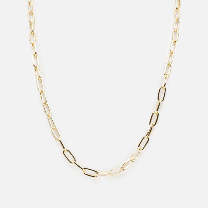 Set of two gold chains with paperclip and rope links