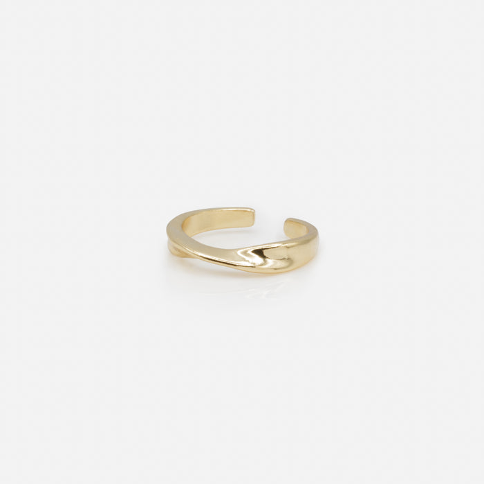 Set of two two-tone twisted open rings