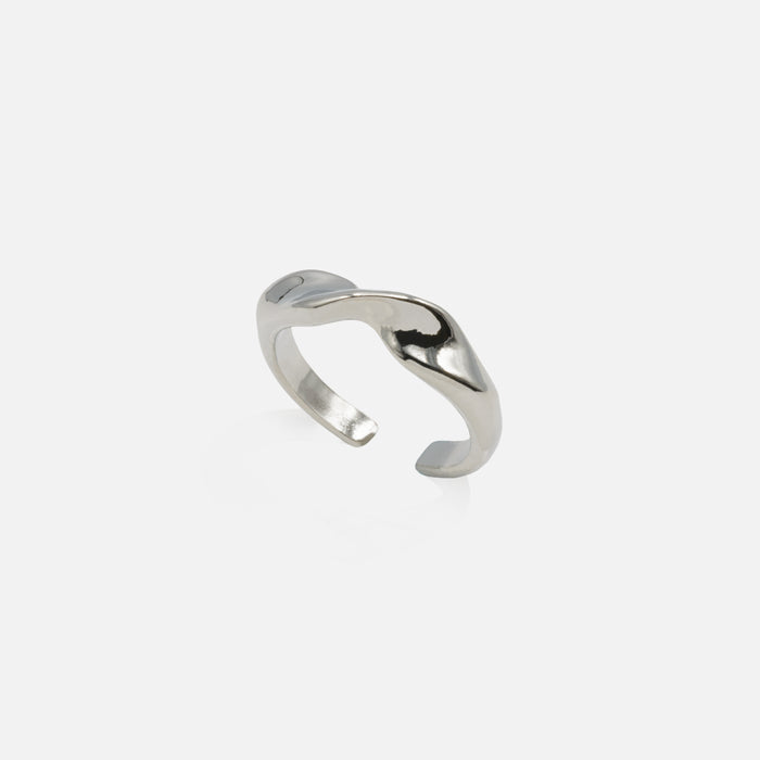 Set of two two-tone twisted open rings
